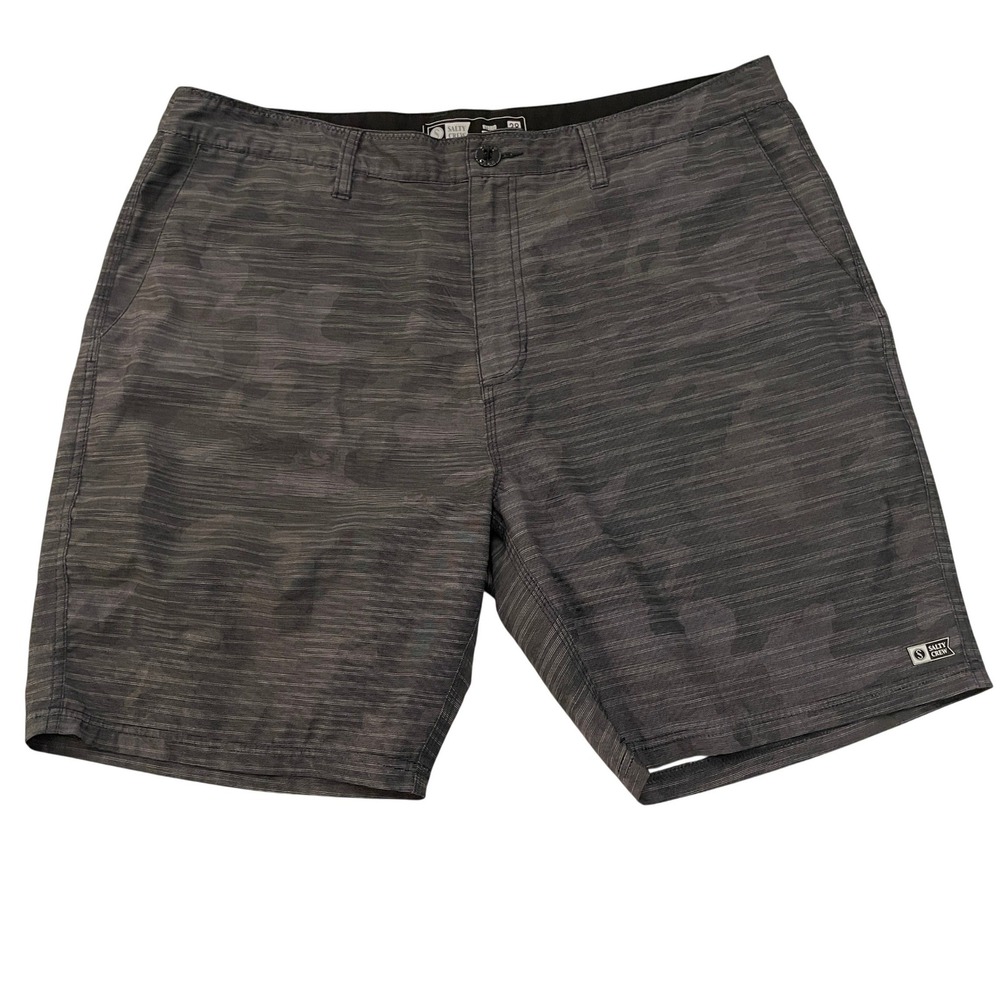 Salty Crew Mens Hybrid Shorts Size 38 Charcoal Grey Camo Boardshorts Walk Shorts